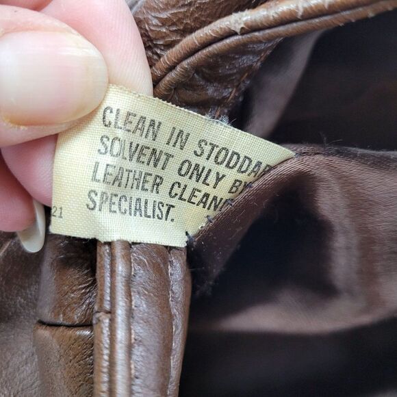 70s Leather Jacket Mottled Crackle Brown Duster Blazer Button Hippy Streetwear L - Picture 13 of 14